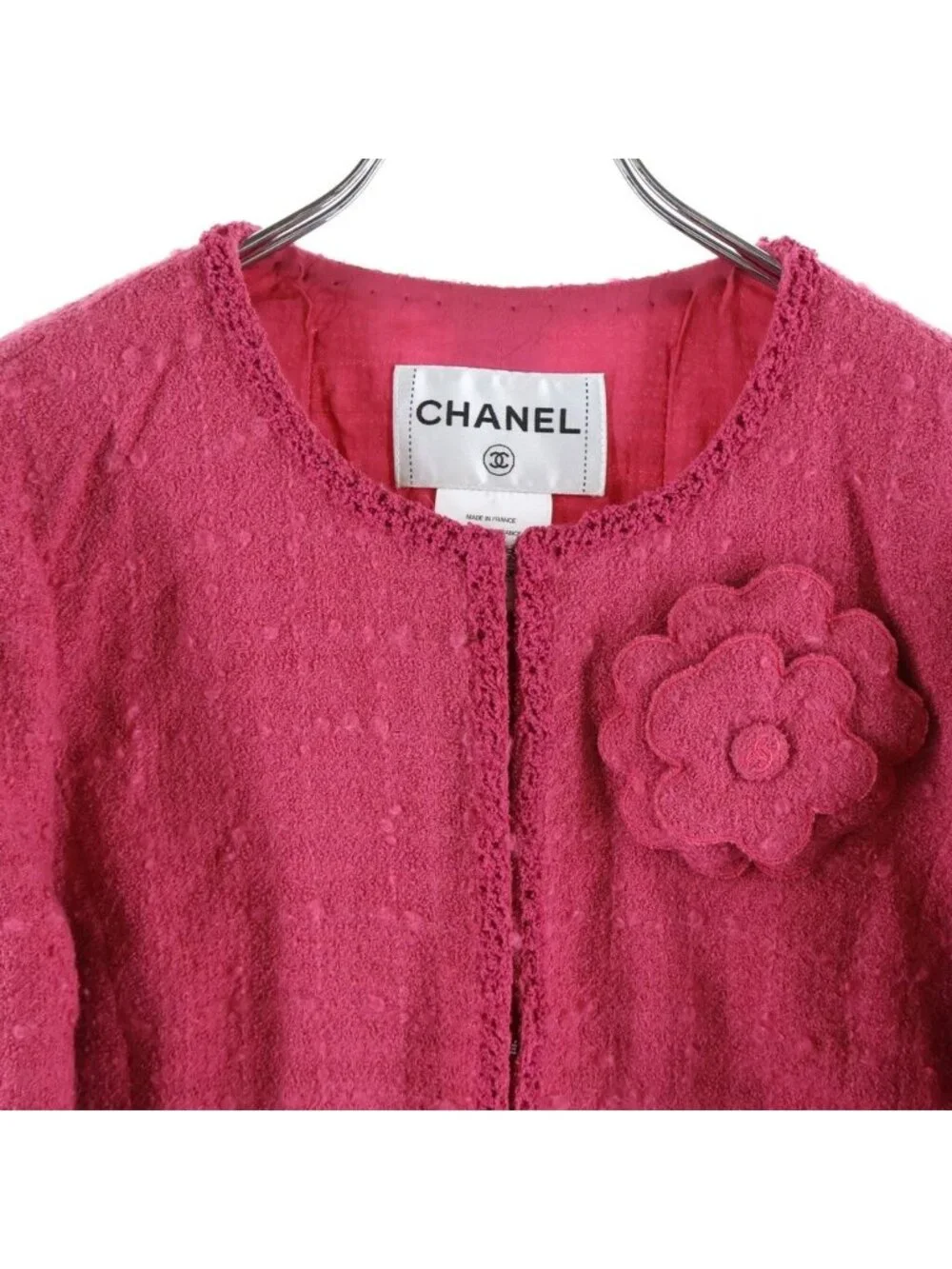 Chanel Coco Buttons Collarless Jacket Pink 38
